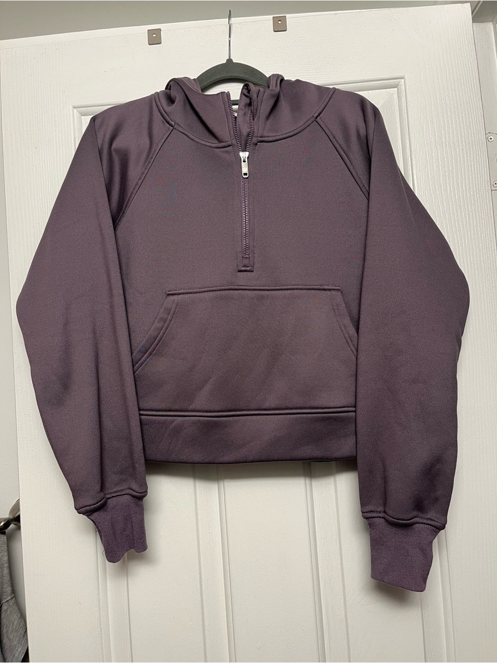 Women's Half-Zip Hooded Pullover Sweater in Deep Plum